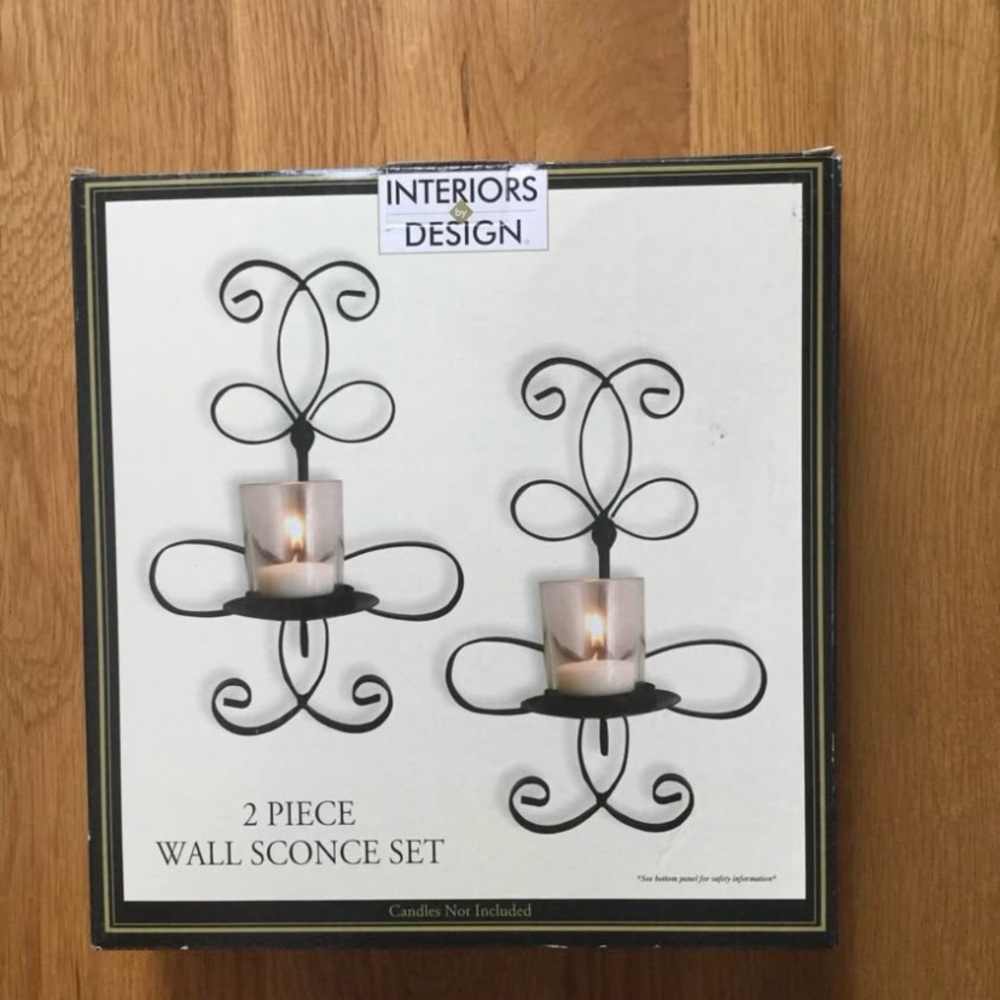 Elegant Metal Wall Sconce Set black